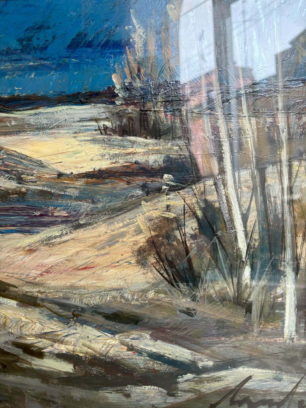 Oil Painting On Canvas Of Landscape By Lamberto Lamberti From The 1970s photo Art