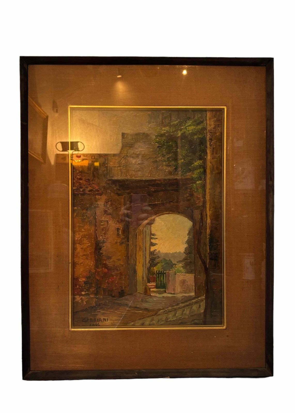Oil Painting Of An Urban Landscape By Giacomo Gabbiani From The 1950s
