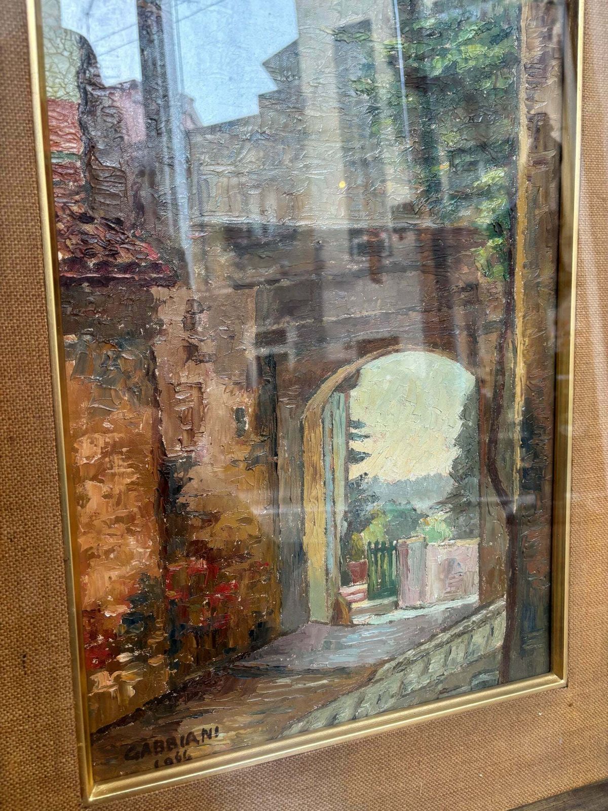 Oil Painting Of An Urban Landscape By Giacomo Gabbiani From The 1950s photo vinterior