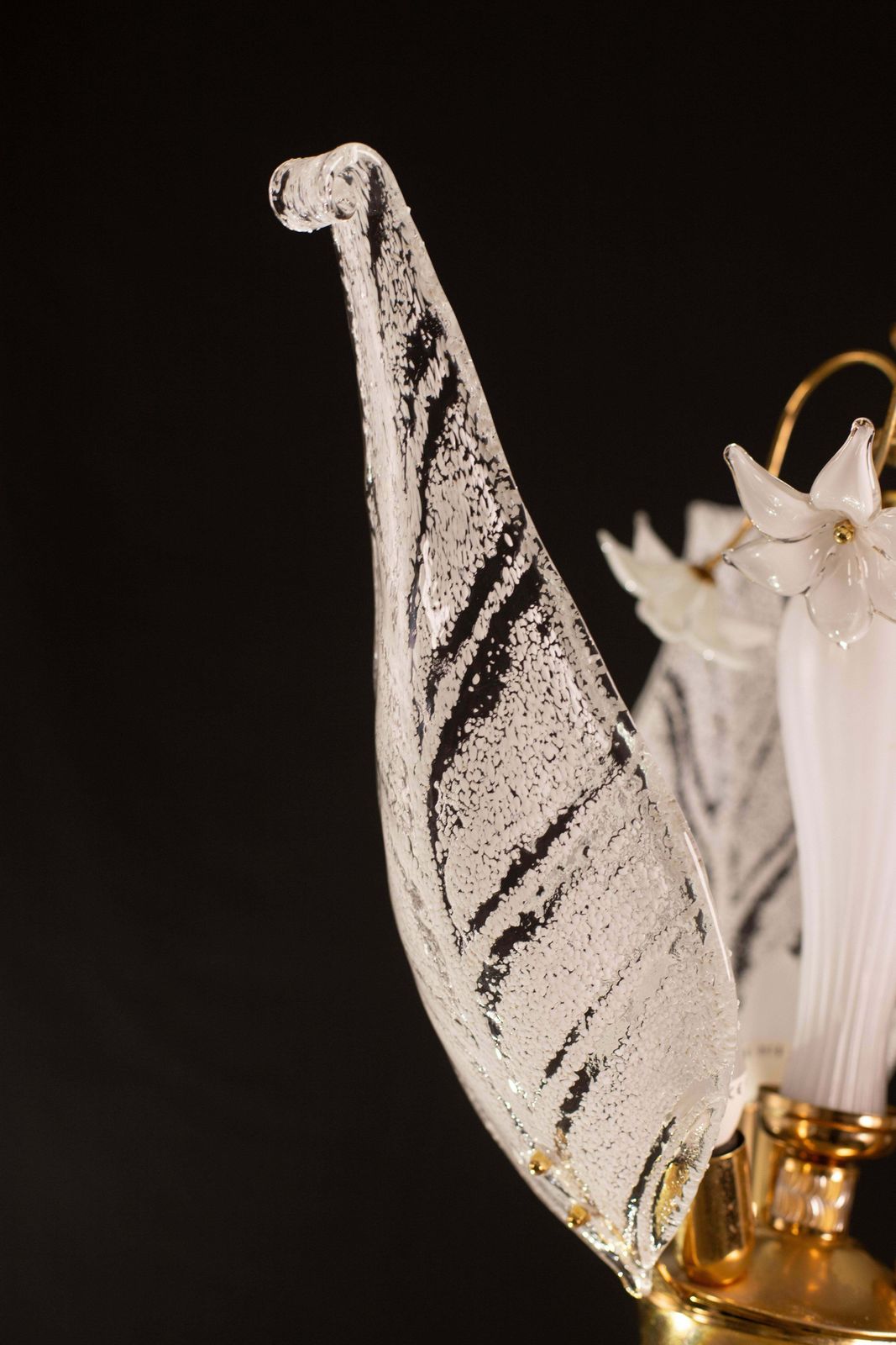 Elegant Murano Chandelier With White Flowers And Leaves, 1970 photo 1221.0