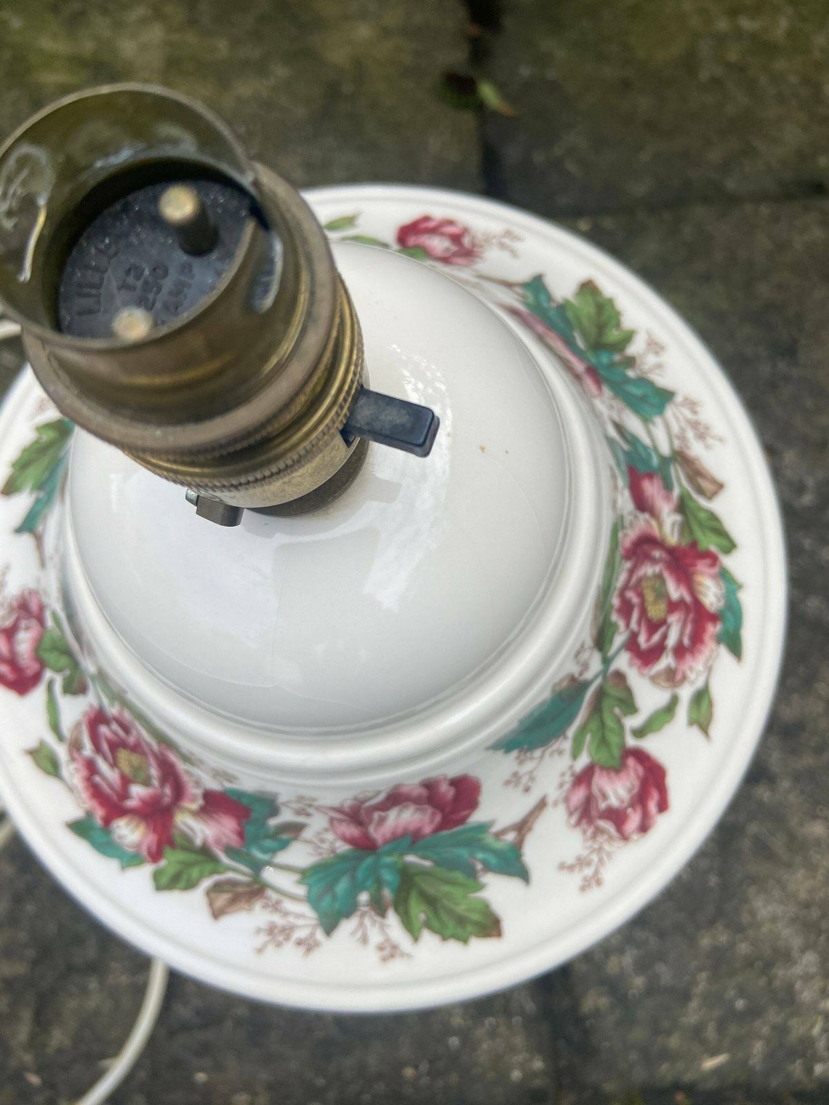 1920s Floral China Urn Style Lamp With Floral Transfers, Excellent Condition, Working Order, Large Size photo 120.0