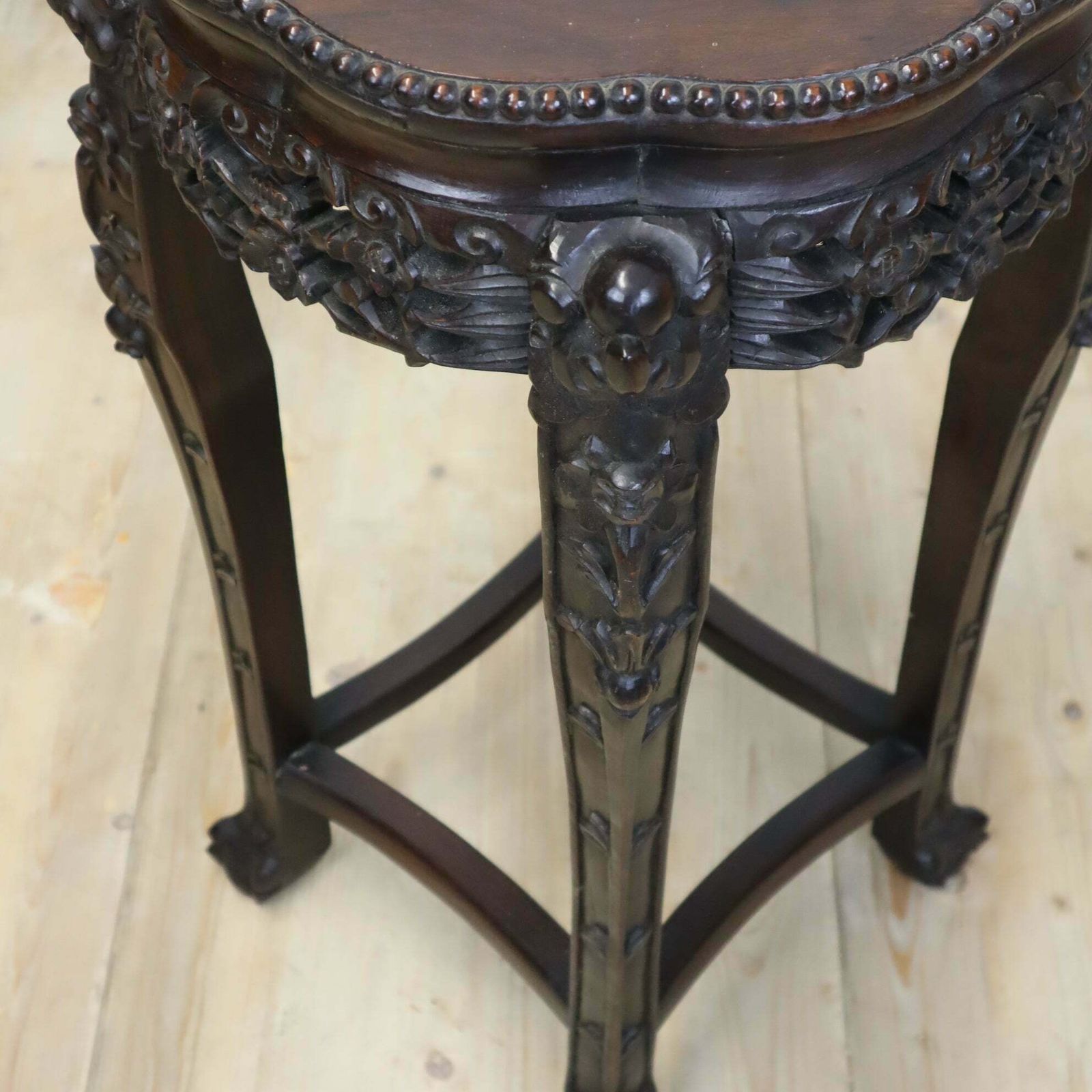 photo for sale Antique Chinese Marble & Hardwood Jardiniere Stand Table