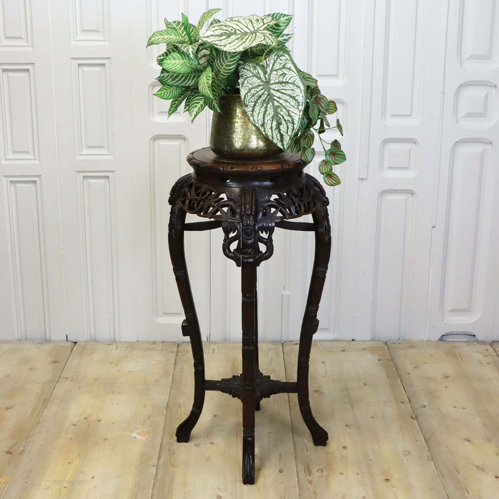 Antique Chinese Marble & Hardwood Jardiniere Stand Table photo buy