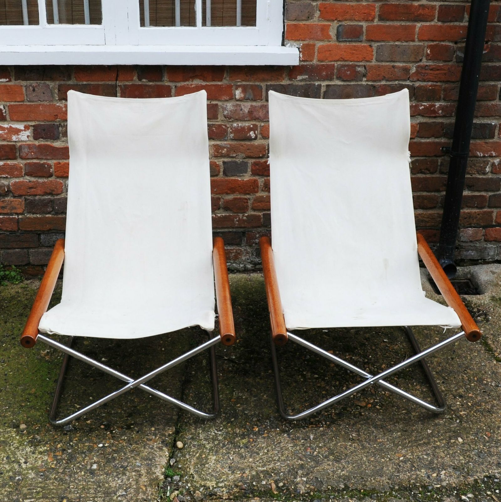 photo furniture White Canvas Ny Chairs By Takeshi Nii, Japan, 1950s, Set Of 2