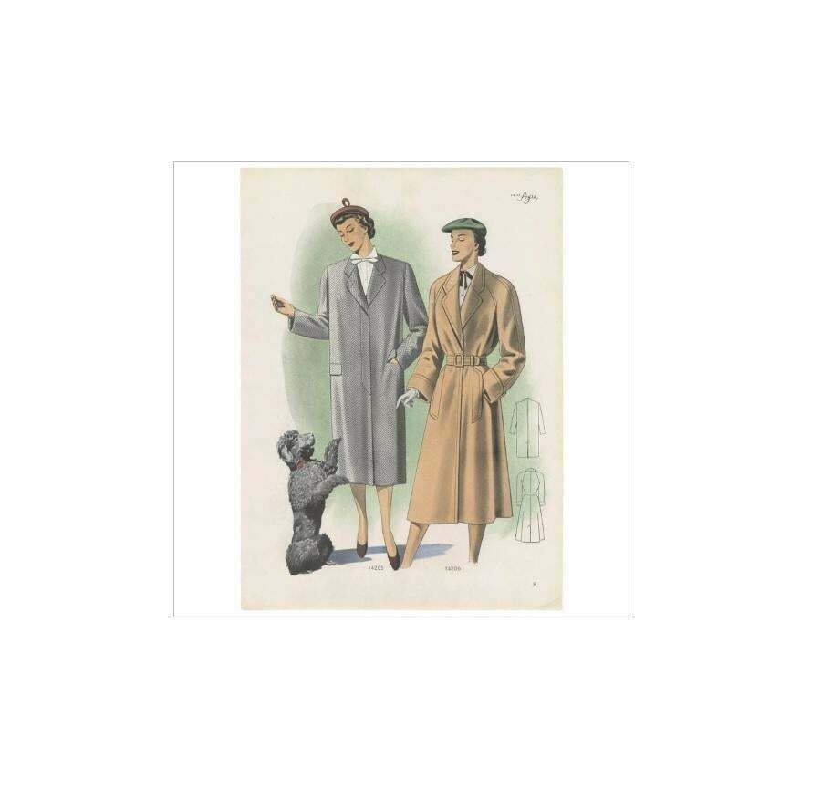 Vintage Fashion Print 'Pl.14205' Published In Ladies Styles, 1951 photo for sale