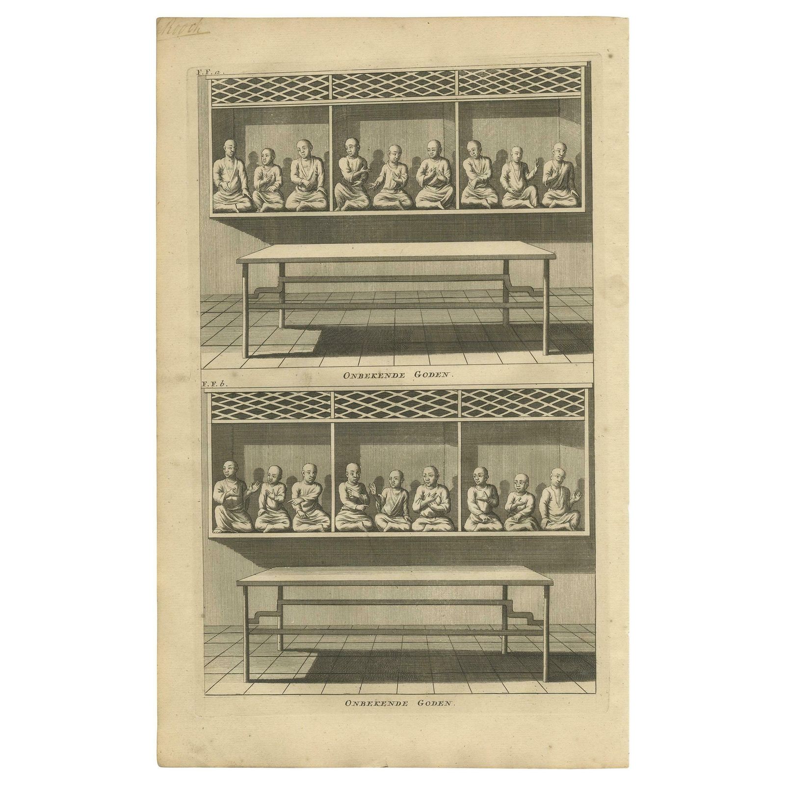 Antique Print Of Various Chinese Gods By Valentijn, 1726