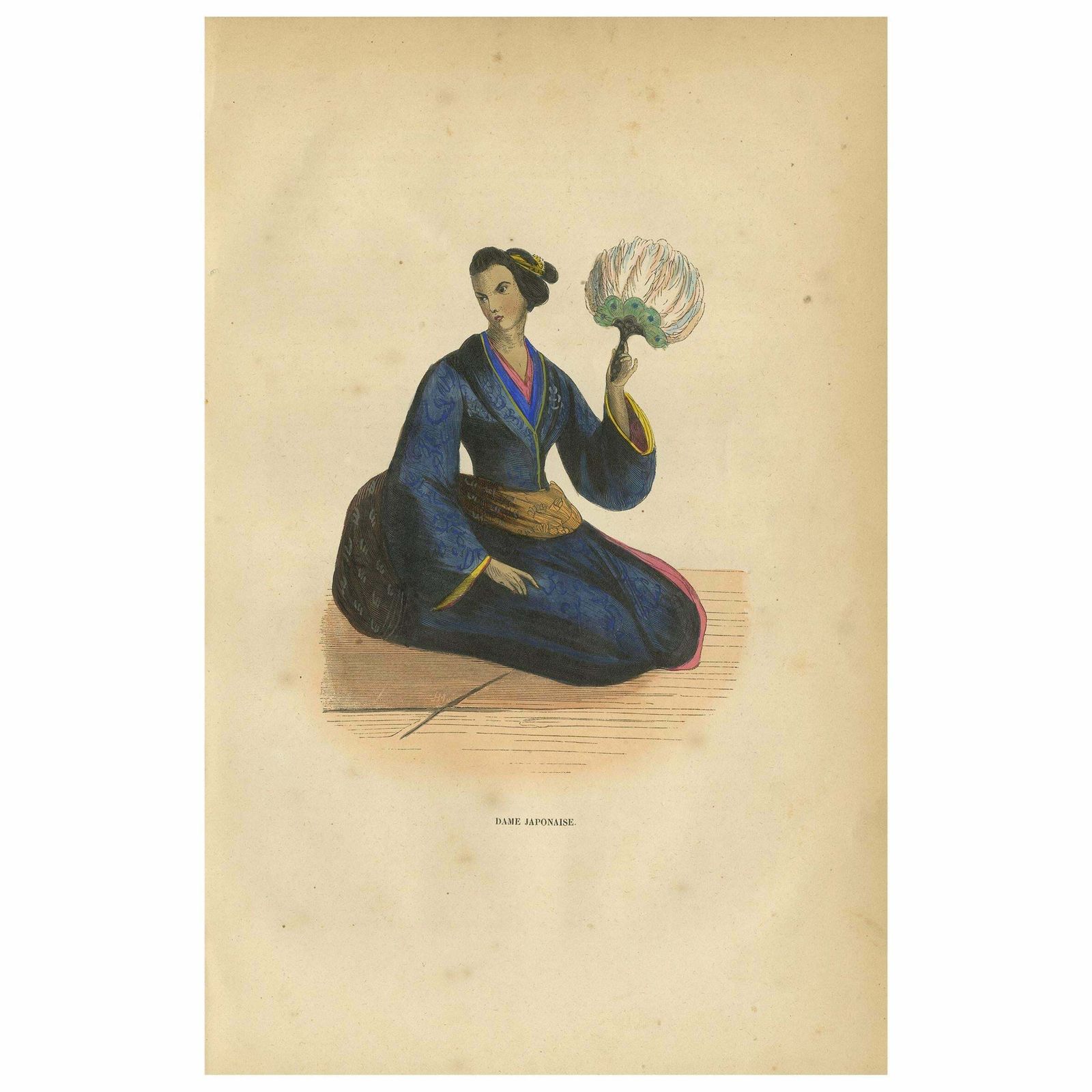 Antique Print Of A Japanese Lady By Wahlen '1843