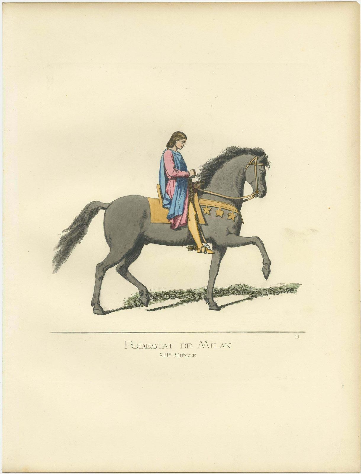 Antique Print Of A Podestà From Milan By Bonnard, 1860 photo furniture