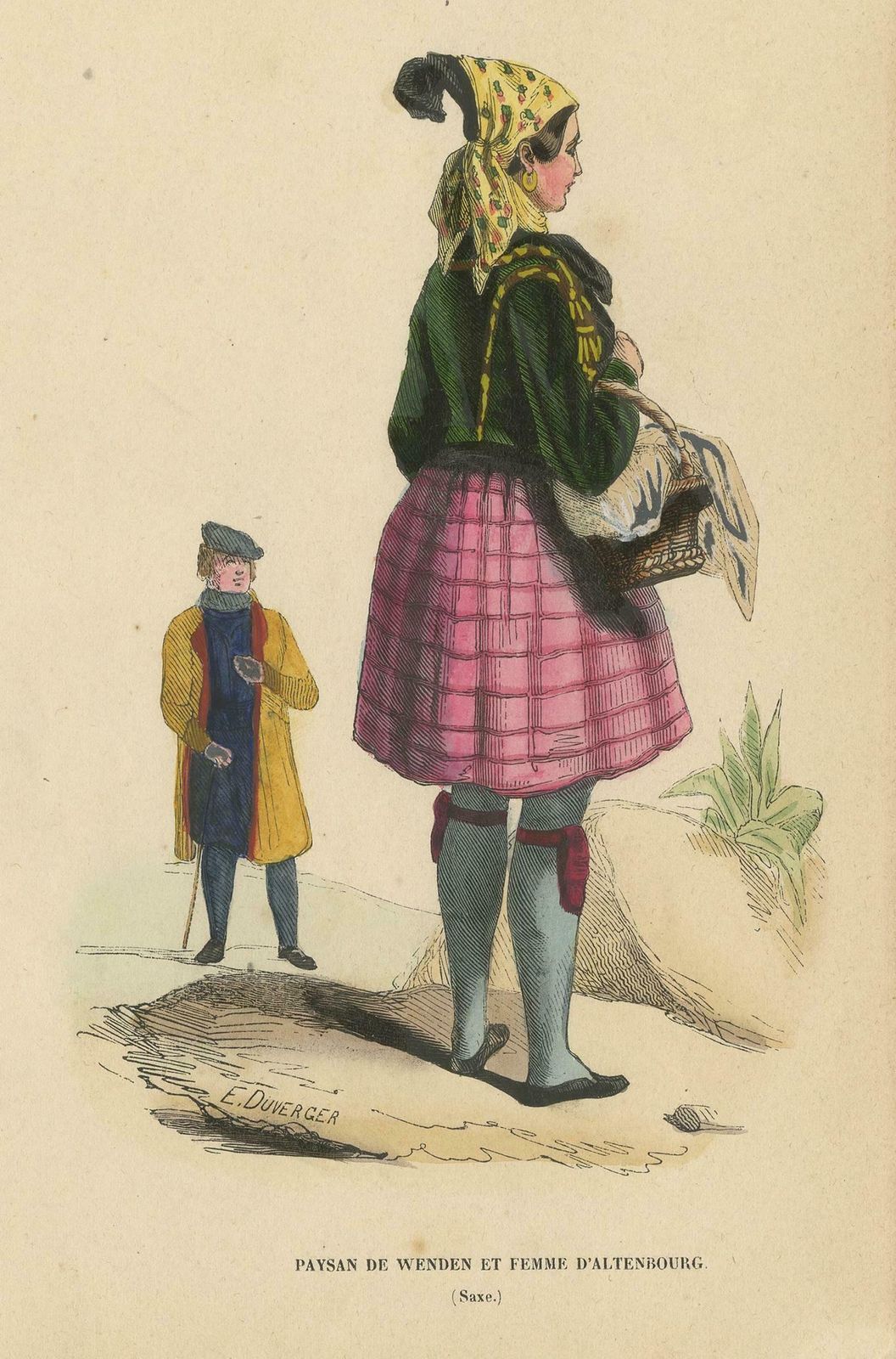 Antique Costume Print Of A Peasant Of Wenden And Lady Of Altenburg By Wahlen photo Art