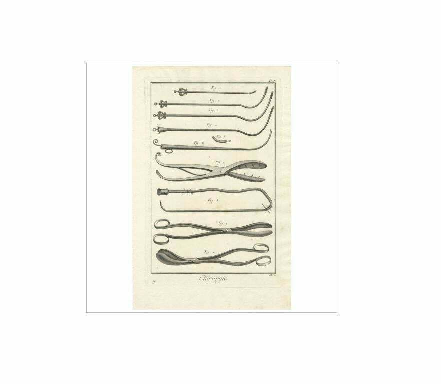 Antique Medical Print 'Pl. X' By D. Diderot, Circa 1760 photo furniture