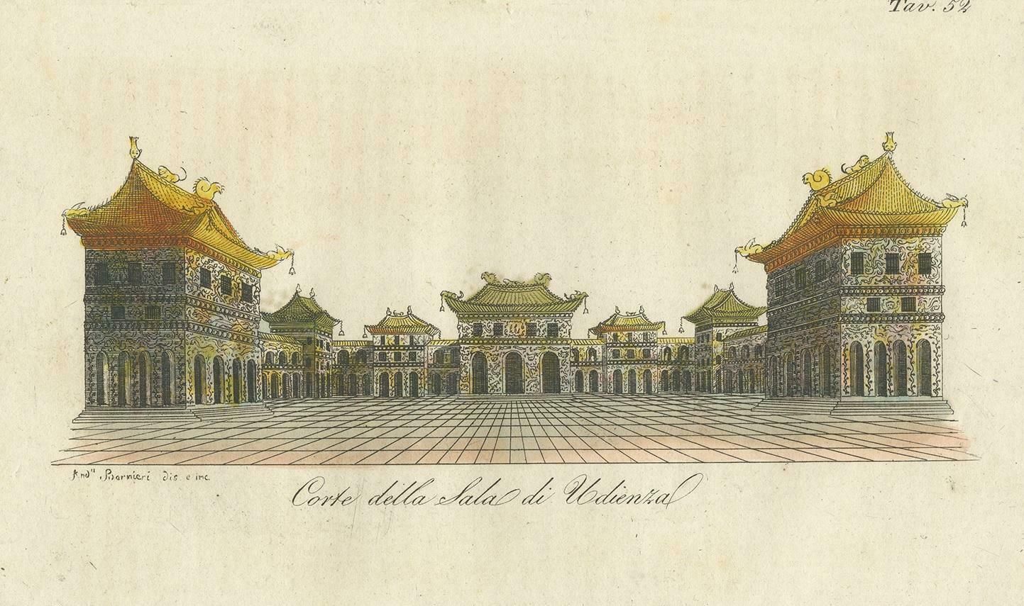 Antique Print Of The Imperiall Hall Of Audience By Ferrario '1823' photo for sale