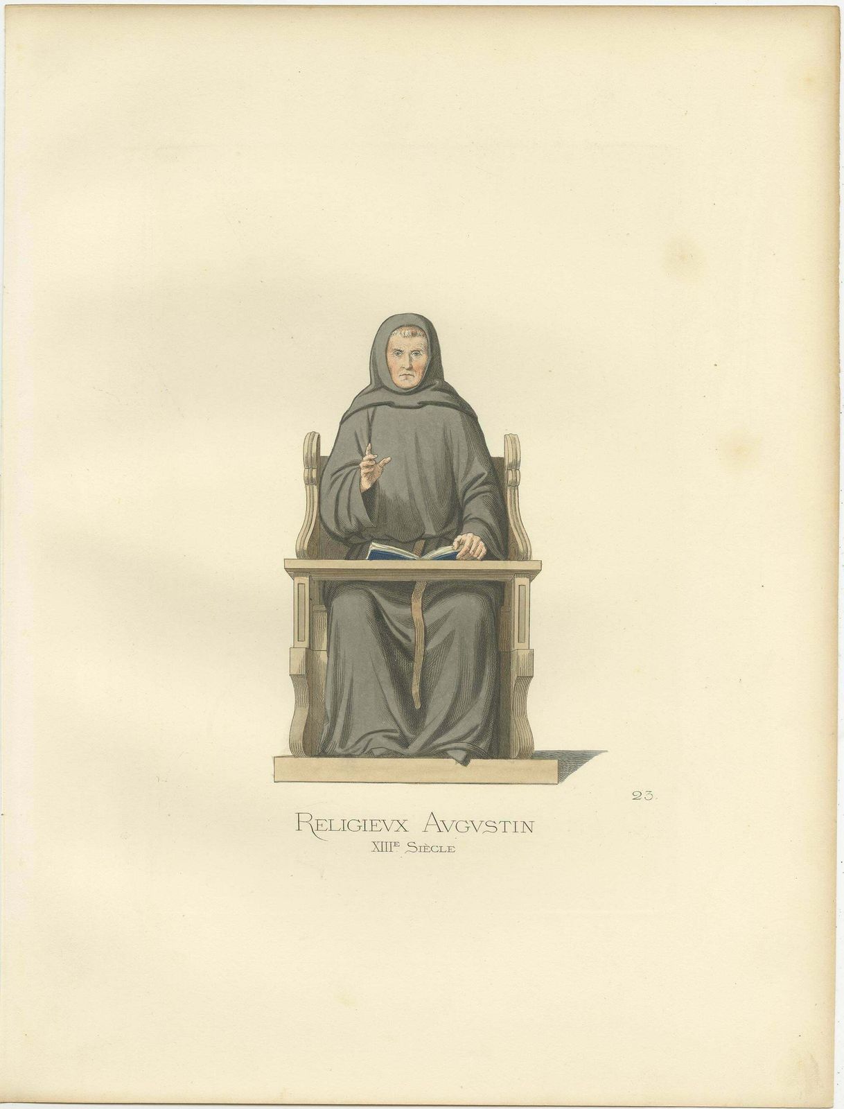Antique Print Of An Augustinian By Bonnard, 1860 photo furniture