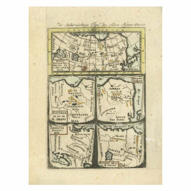 Antique Map Of Northern Asia By Mallet, 1719