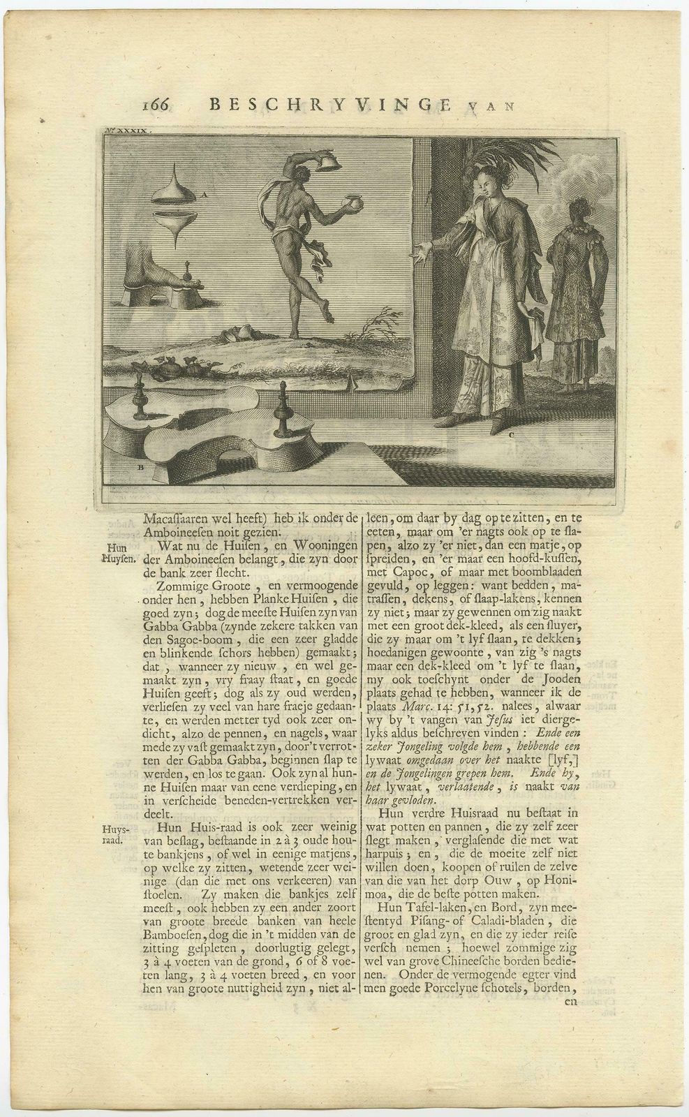 Antique Print Of Music Instruments From Ambon By Valentijn '1726' photo for sale