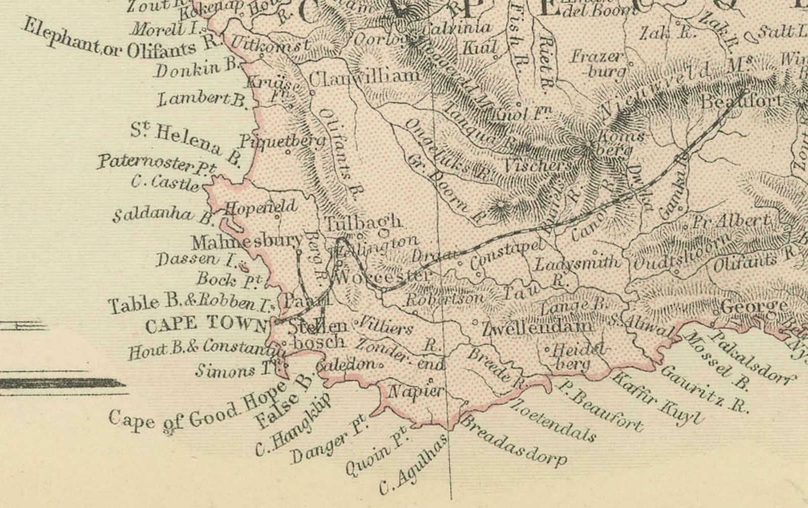 Antique Decorative Coloured Map Of South Africa And Madagascar, 1882 photo furniture