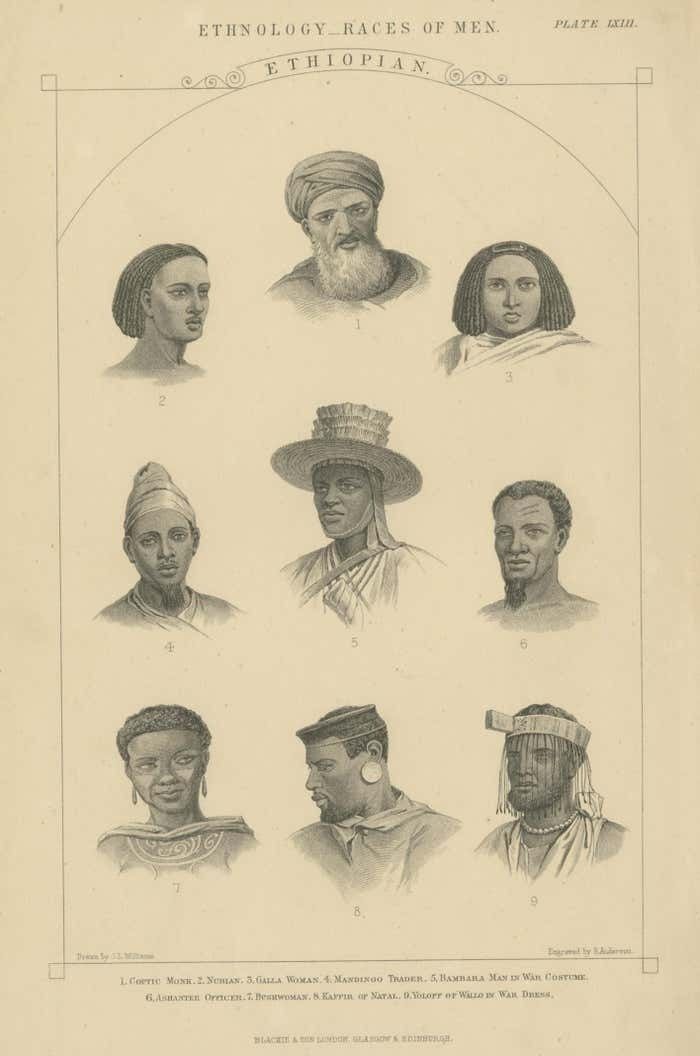 Antique Print Of People Of Ethiopia By Blackie And Son  Circa 1875 photo for sale