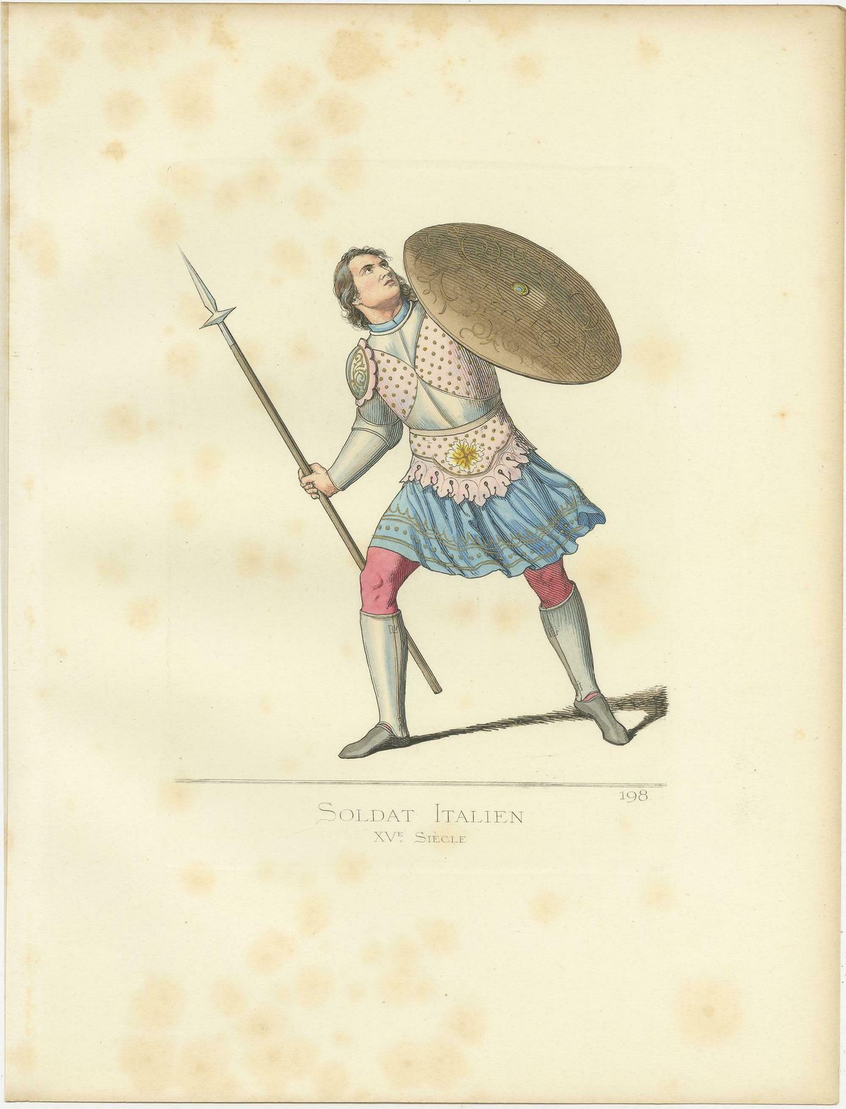 Antique Print Of An Italian Soldier, 15th Century, By Bonnard, 1860 £87.24 photo for sale