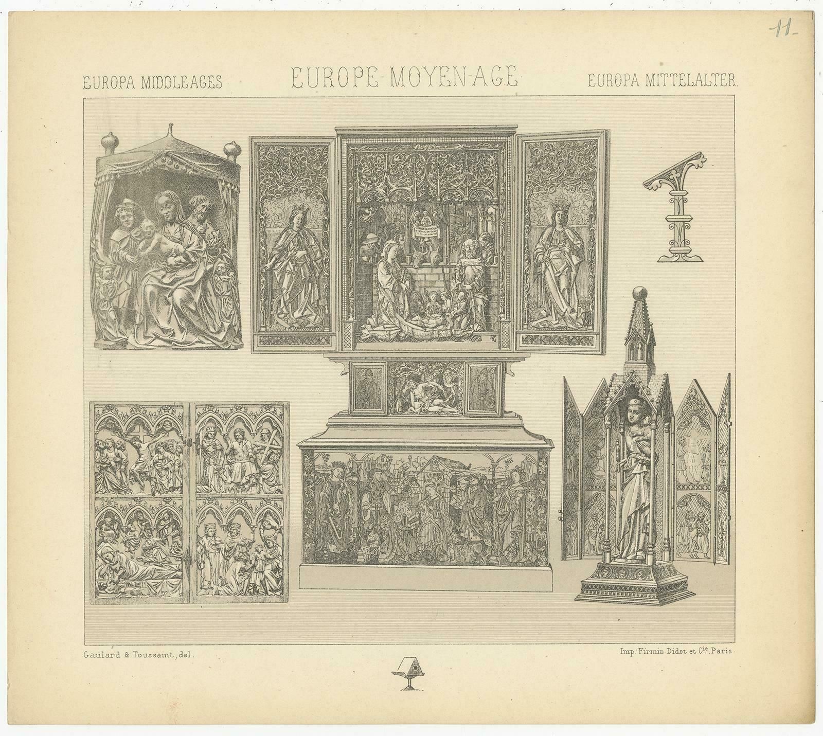 Pl. 11 Antique Print Of European Decorative Objects By Racinet, Circa 1880 photo Art