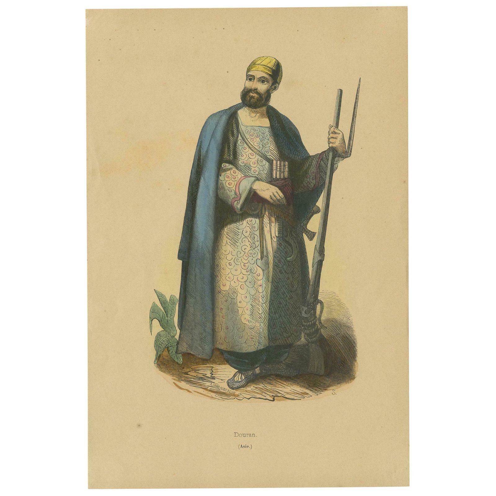 Antique Costume Print Of An Arabian Man By Wahlen '1843'