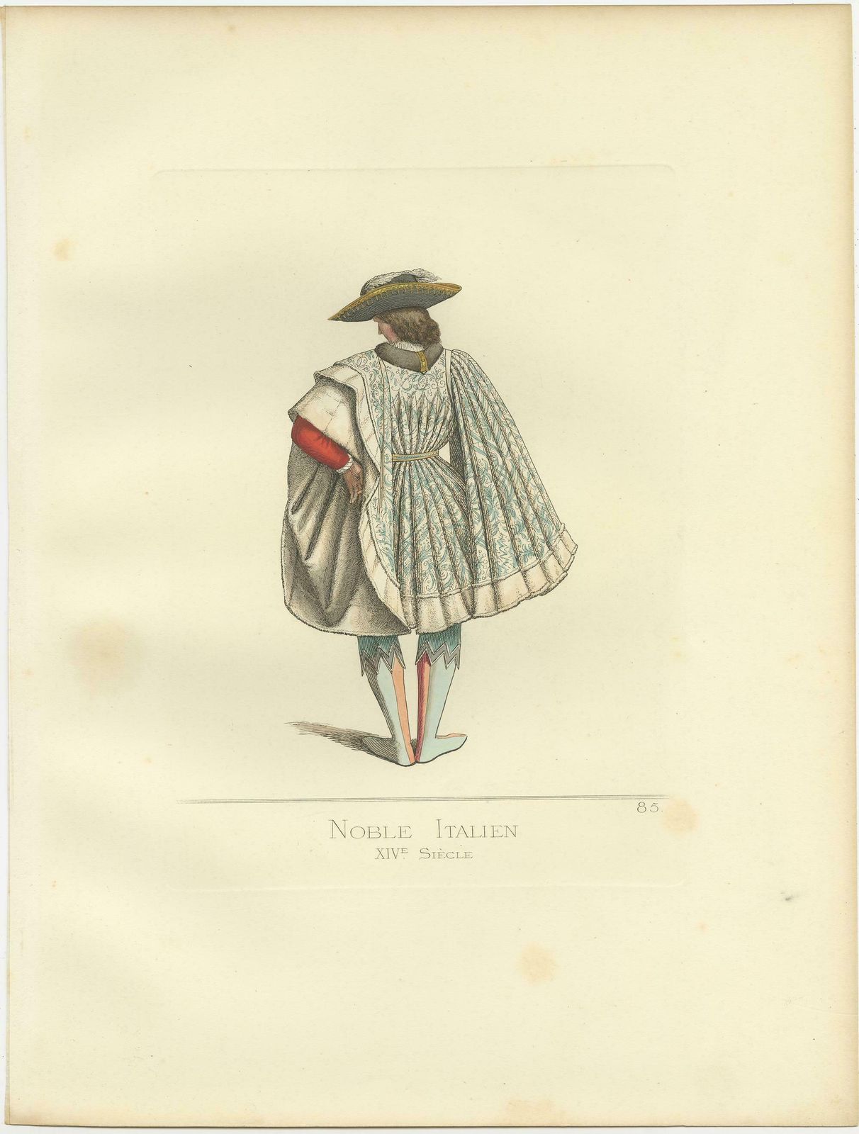 Antique Print Of An Italian Nobleman, 14th Century, By Bonnard, 1860 photo Art