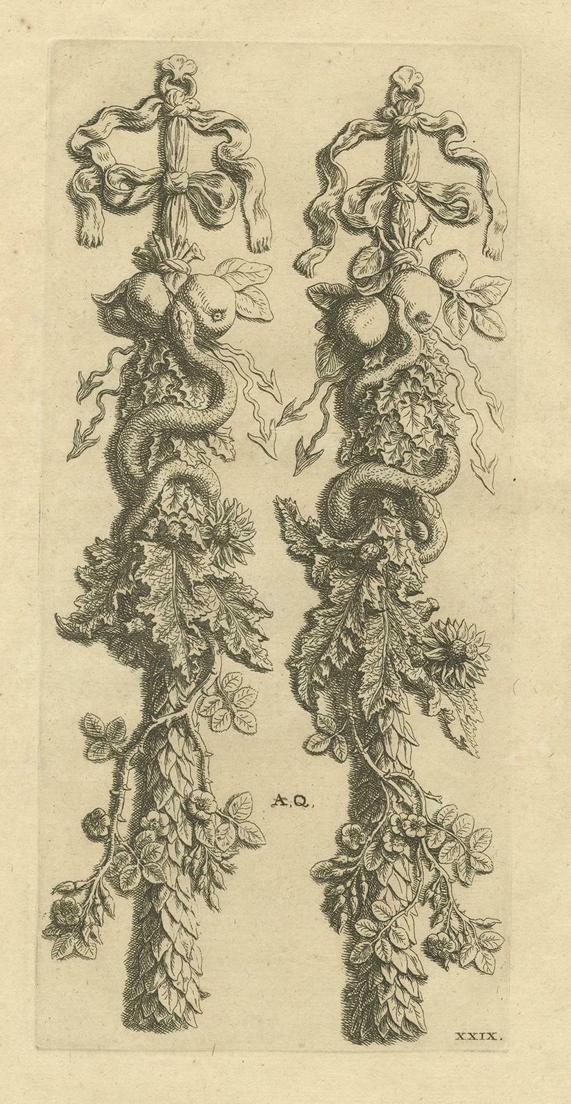 Antique Print Of The Ornaments In The Great Hall Of The City Hall Of Amsterdam photo for sale