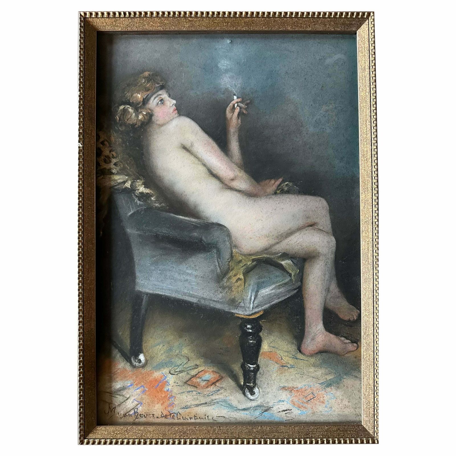 Reflections Of Gisele, A Pastel By M. De Bever De La Quintinie, Paris, C.1900