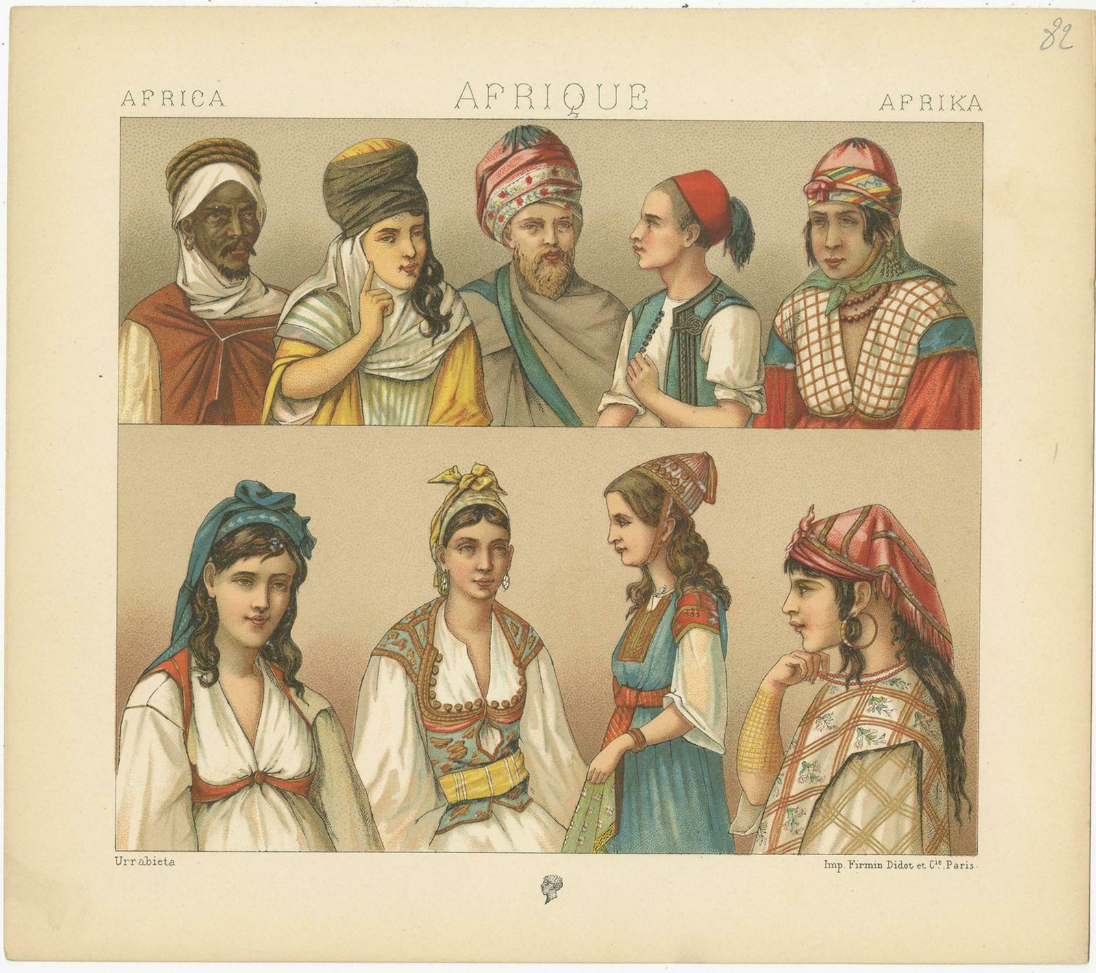 Pl. 82 Antique Print Of African Costumes Racinet, 'Circa 1880' photo Art