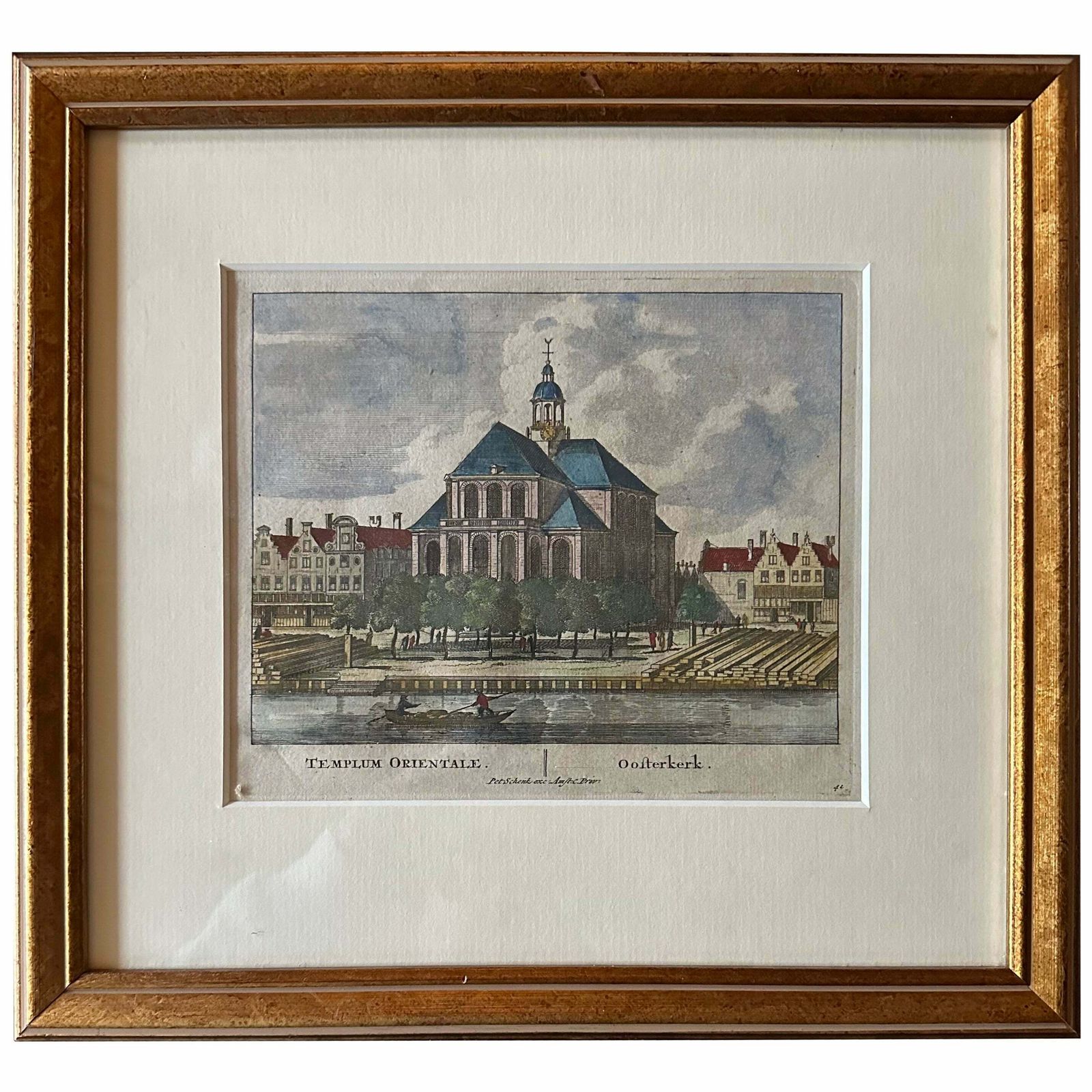 Framed Antique Print Of The Temple Orientale Oosterkerk In Amsterdam, 1710