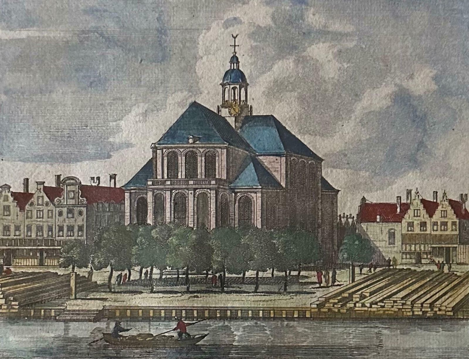Framed Antique Print Of The Temple Orientale Oosterkerk In Amsterdam, 1710 photo for sale