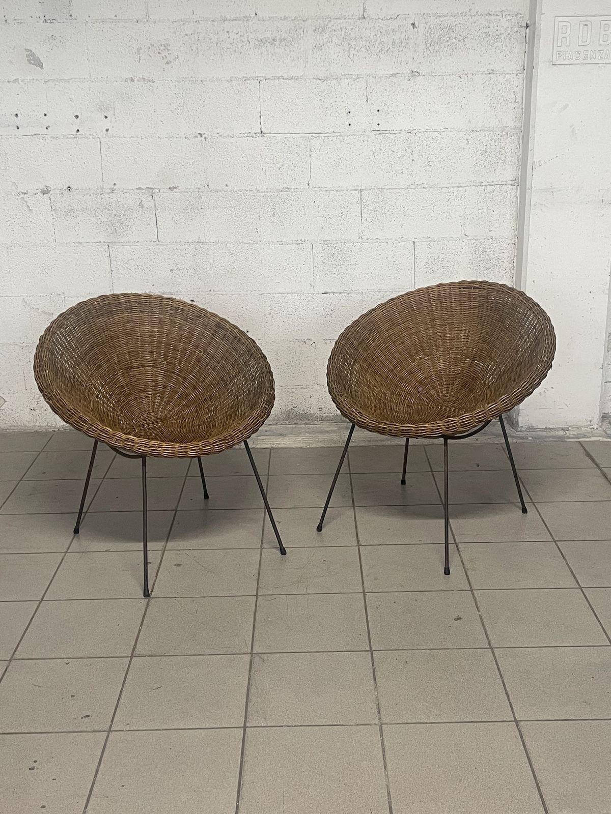 Pair Of Armchairs With Wicker Seat, 1950s photo furniture