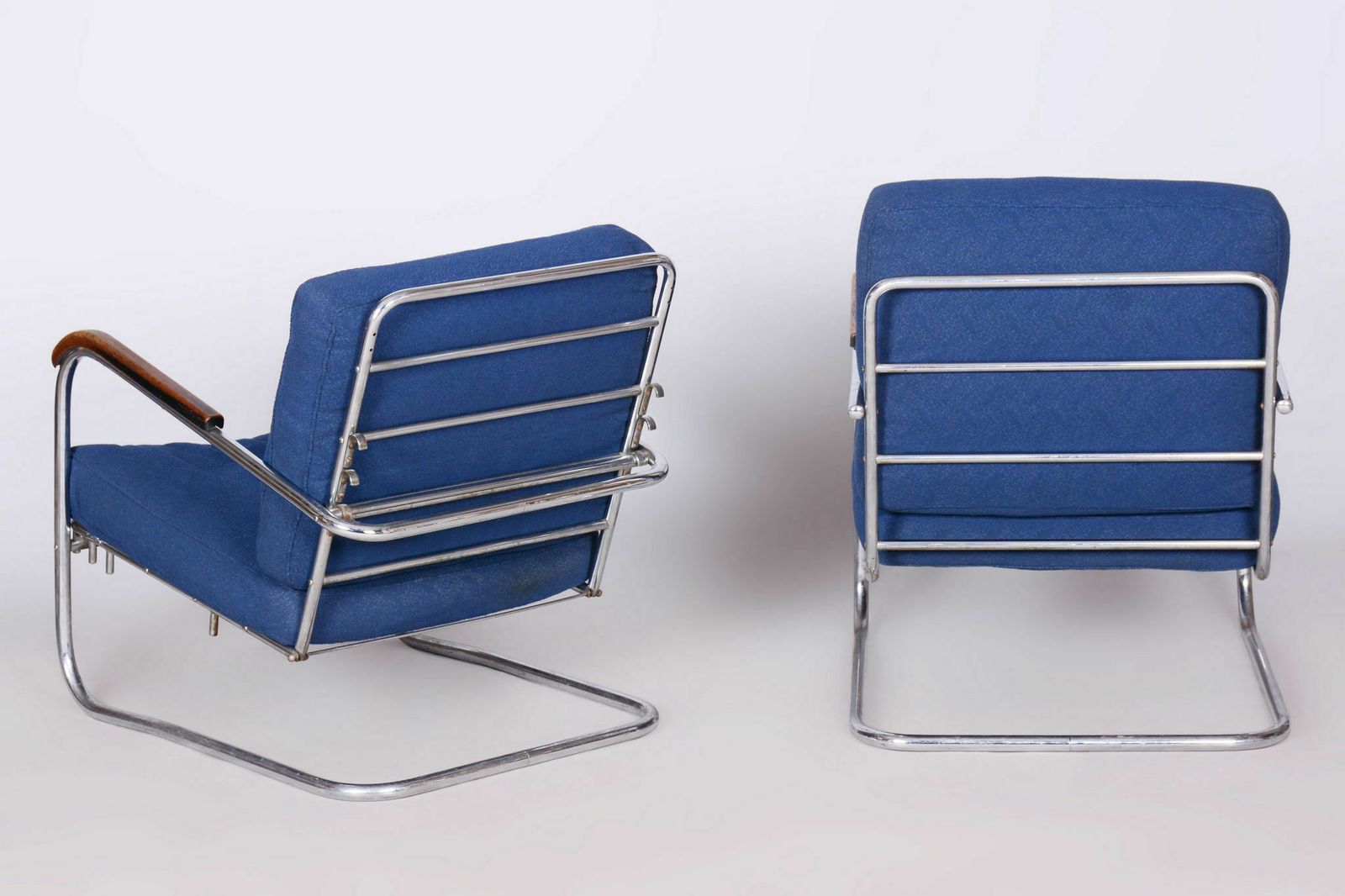 Original Bauhaus Pair Of Armchairs, Chrome Plated Steel, Switzerland, 1930s photo 5350.0