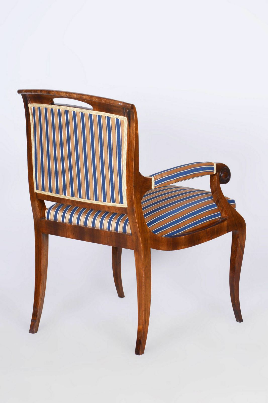 photo for sale Restored Biedermeier Armchair, Walnut Veneer, Spruce, Oak, Czech, 1830s