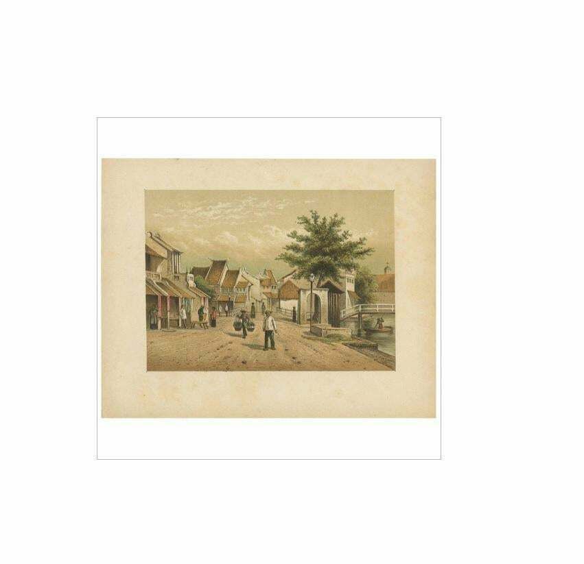 Antique Print Of A Street View Of Batavia, Indonesia By M.T.H. Perelaer, 1888 photo Art