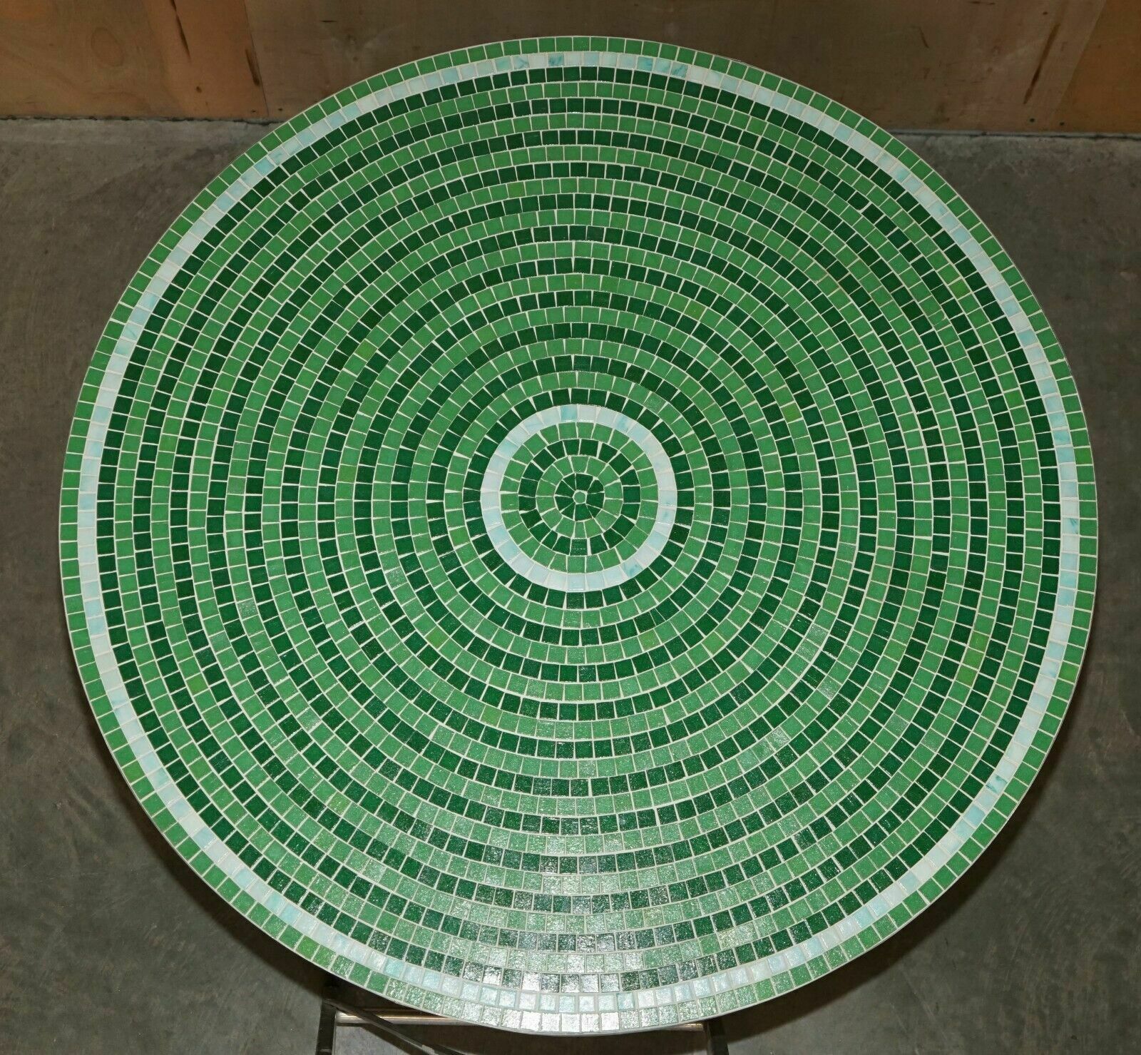 Circa 1960's Scandinavian Mid Century Modern Chrome Mosaic Tiled Dining Table photo for sale