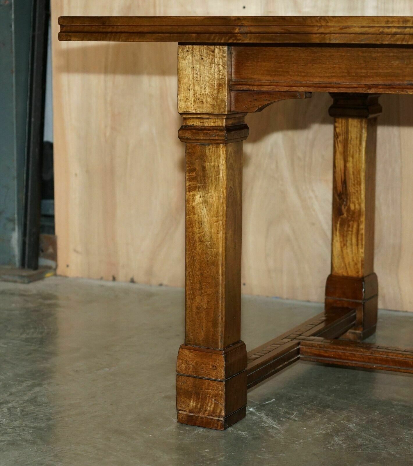 Exquisite Vintage Oyster Veneer & Parquetry Inlaid Refectory Dining Table photo Furniture