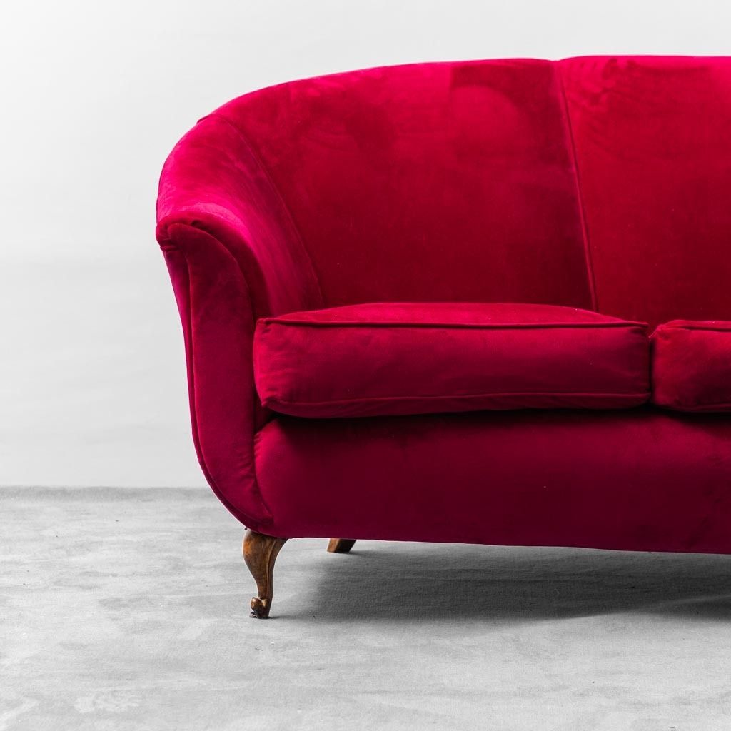 3 Seater Red Velvet Sofa From The 1950s, Modern Vintage photo furniture