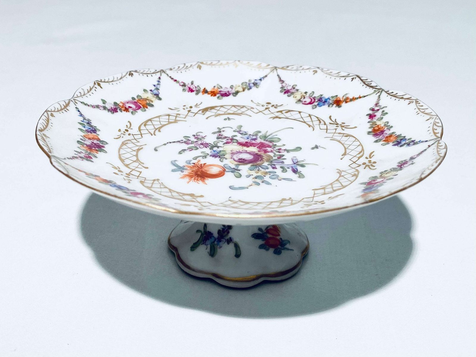 Antique Charles Ahrenfeld Limoges France Porcelain Sweet Platter With Floral Pattern / 1930s 1940s