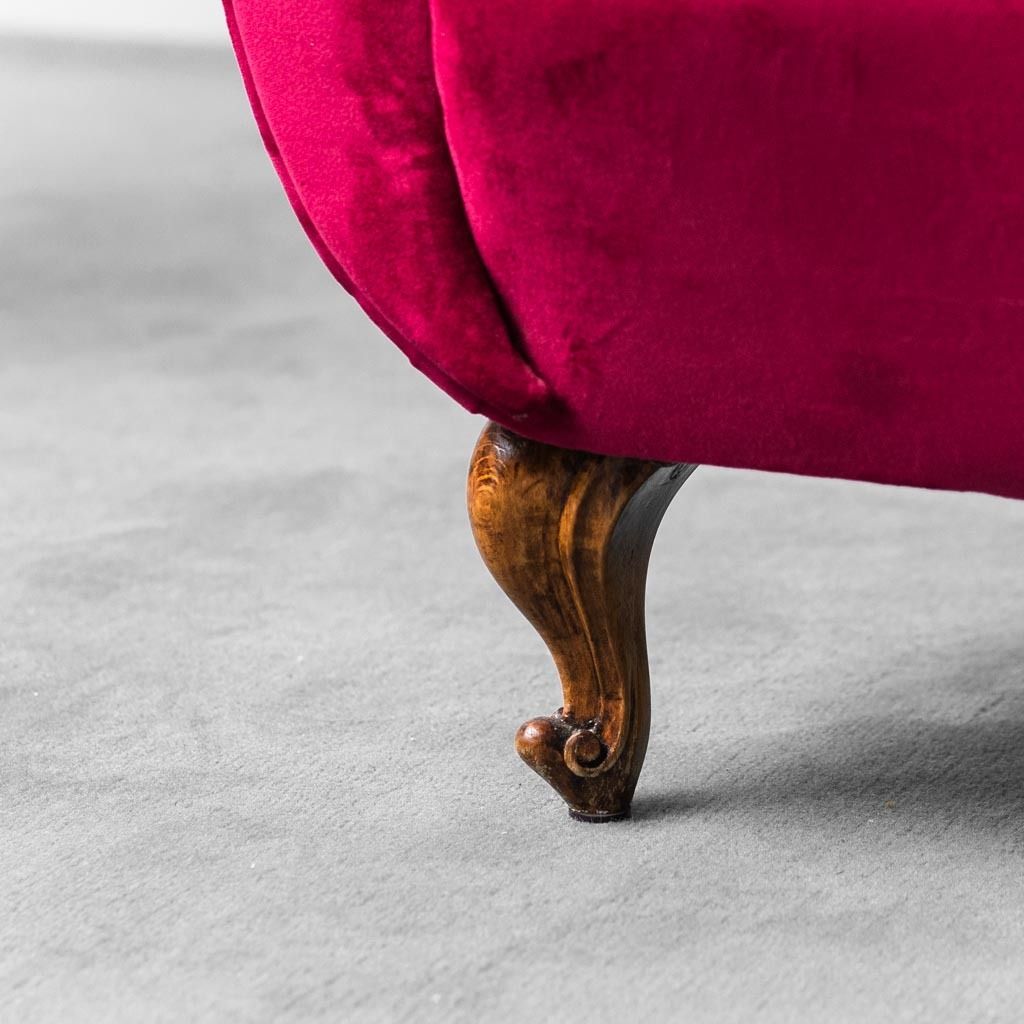 Pair Of Modern 1950s Vintage Red Velvet Armchairs photo vinterior