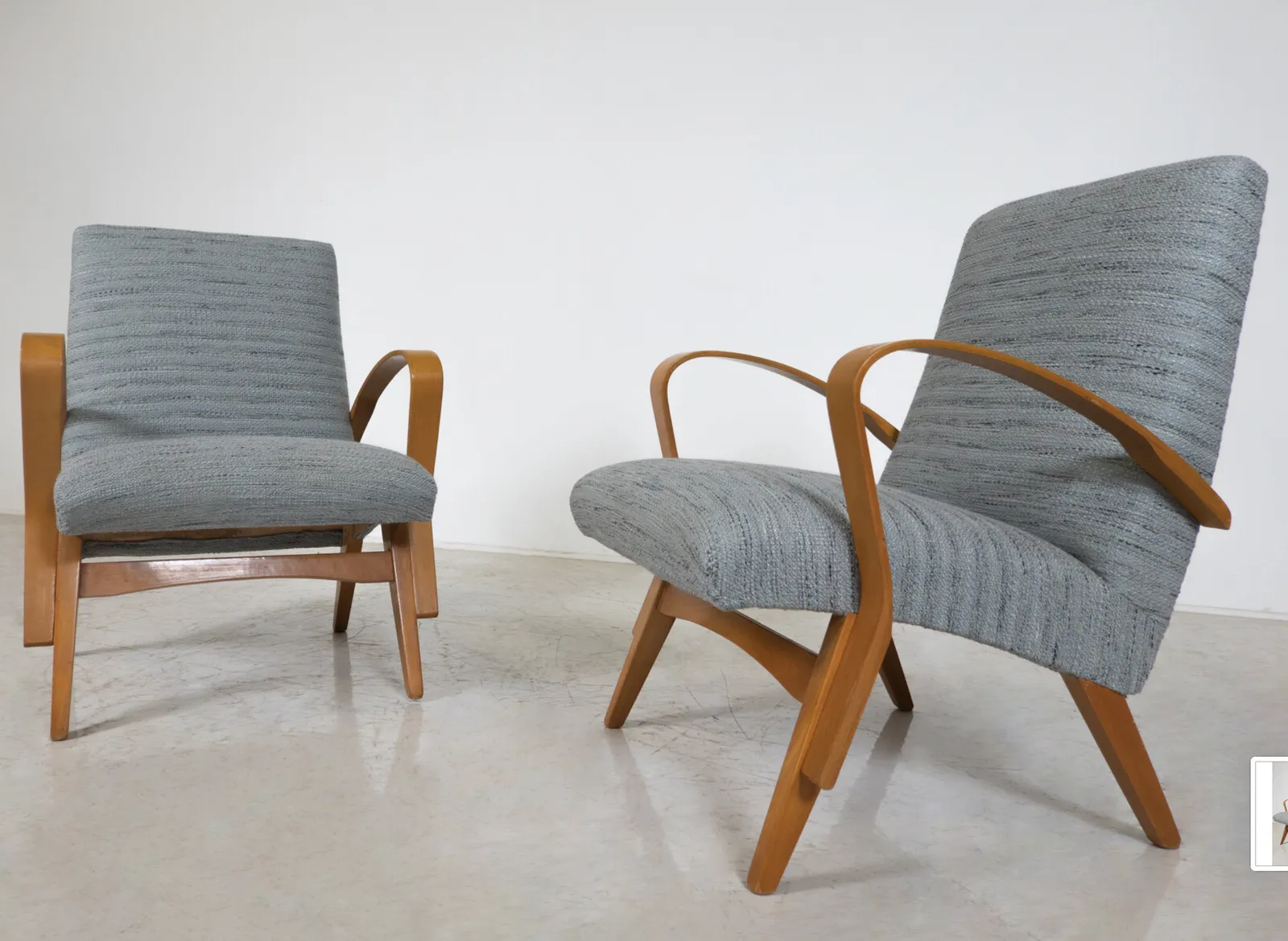 Mid Century Modern Pair Of Armchairs, 1950s, Czech Republic (New Upholstery) photo for sale