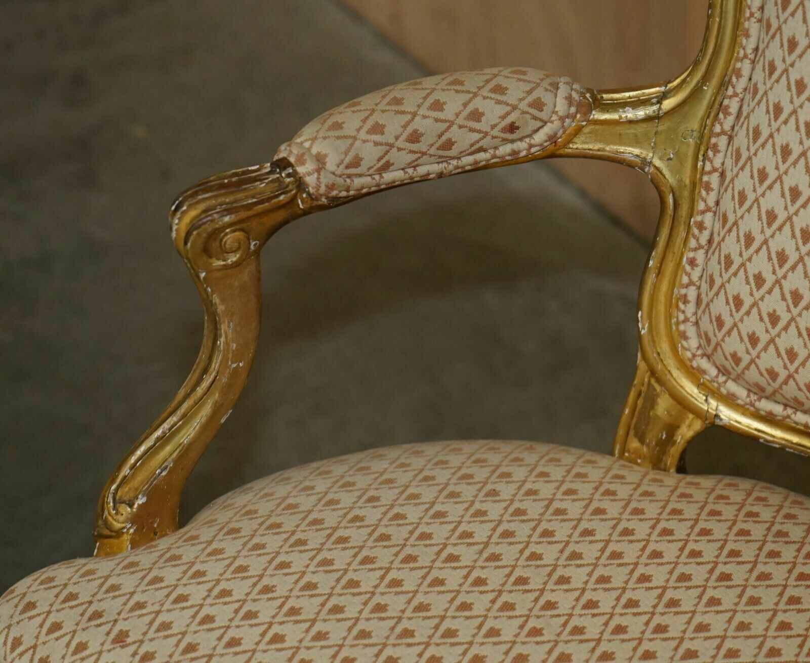 Fine Gold Giltwood 18th Century Claw & Ball Feet Carved Antique Bergere Armchair photo vinterior