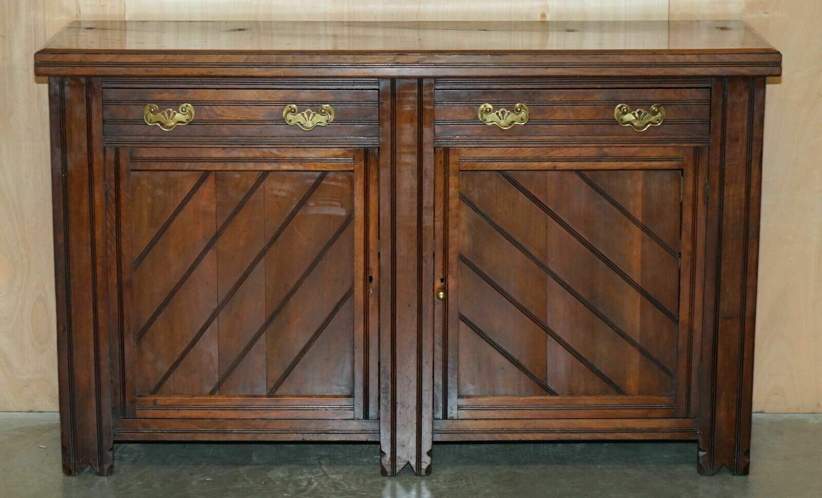 Antique English Country Oak Circa 1880 Victorian Sideboard Base With Drawers photo furniture