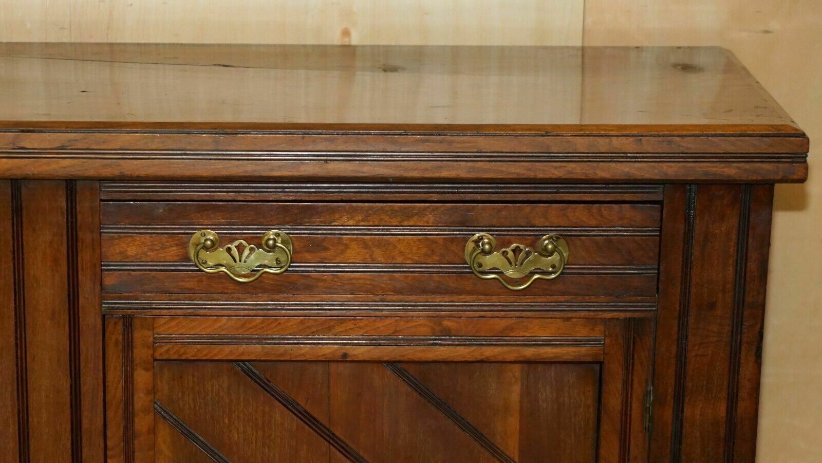 Antique English Country Oak Circa 1880 Victorian Sideboard Base With Drawers photo vinterior