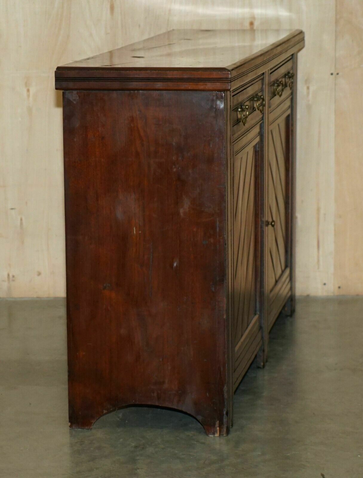 Furniture Antique English Country Oak Circa 1880 Victorian Sideboard Base With Drawers photo