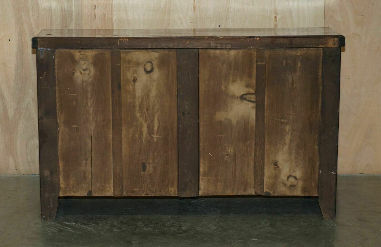 1750.0 Antique English Country Oak Circa 1880 Victorian Sideboard Base With Drawers photo