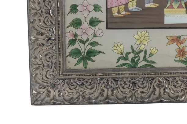 Watercolor On Silk Depicting A Palatal Scene. 1950s photo vinterior