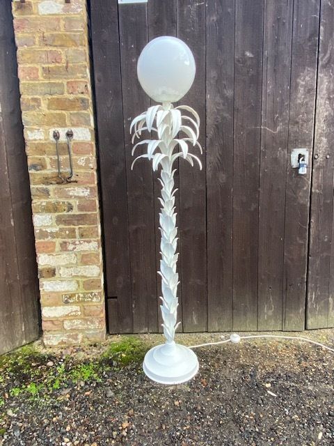 Mid Century White Palm Tree Floor Lamp In The Manner Of Sergio Terzani, French, 1970s photo Lighting