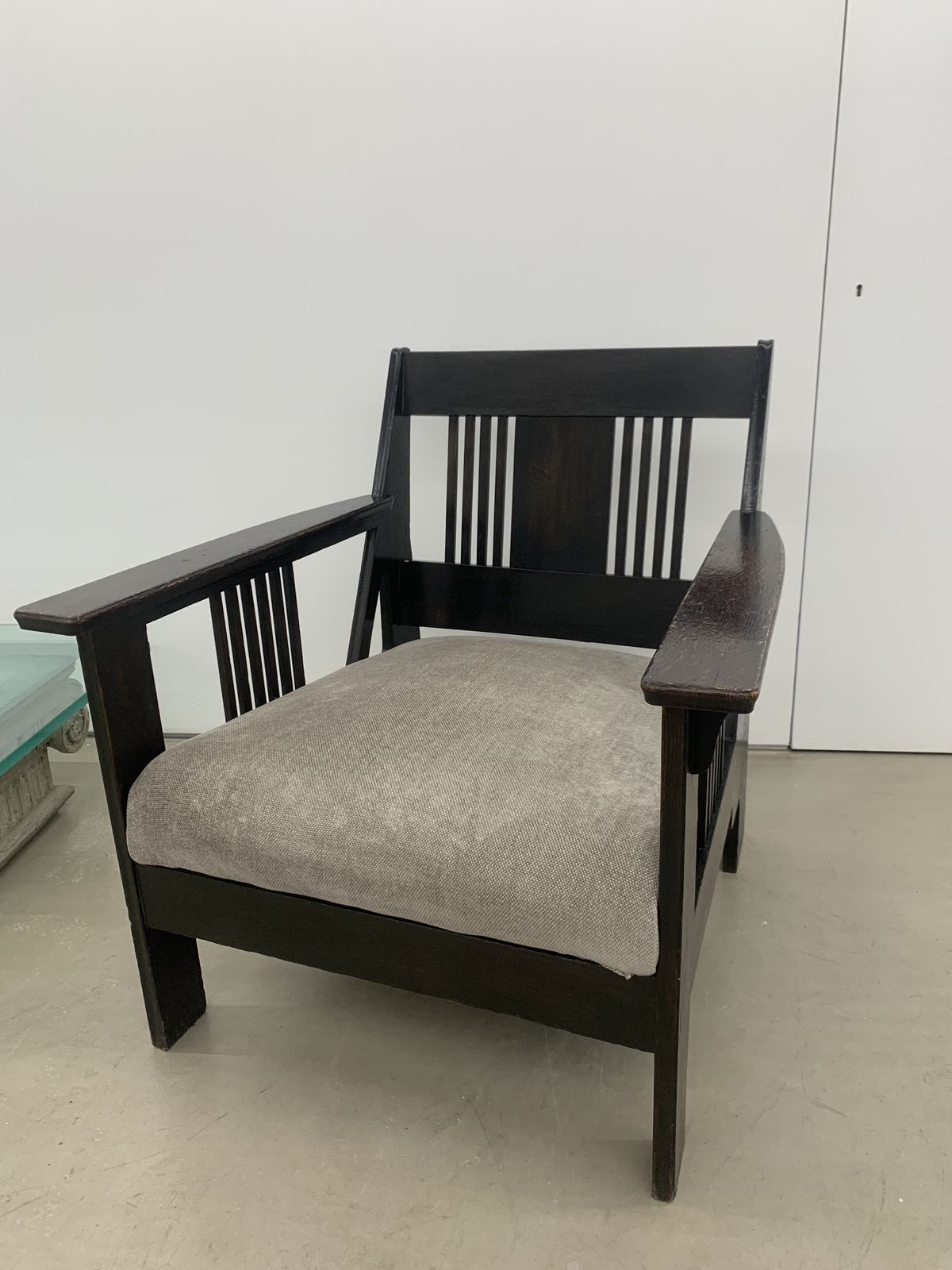Two Walnut Art Nouveau Armchairs With Velvet Cushions