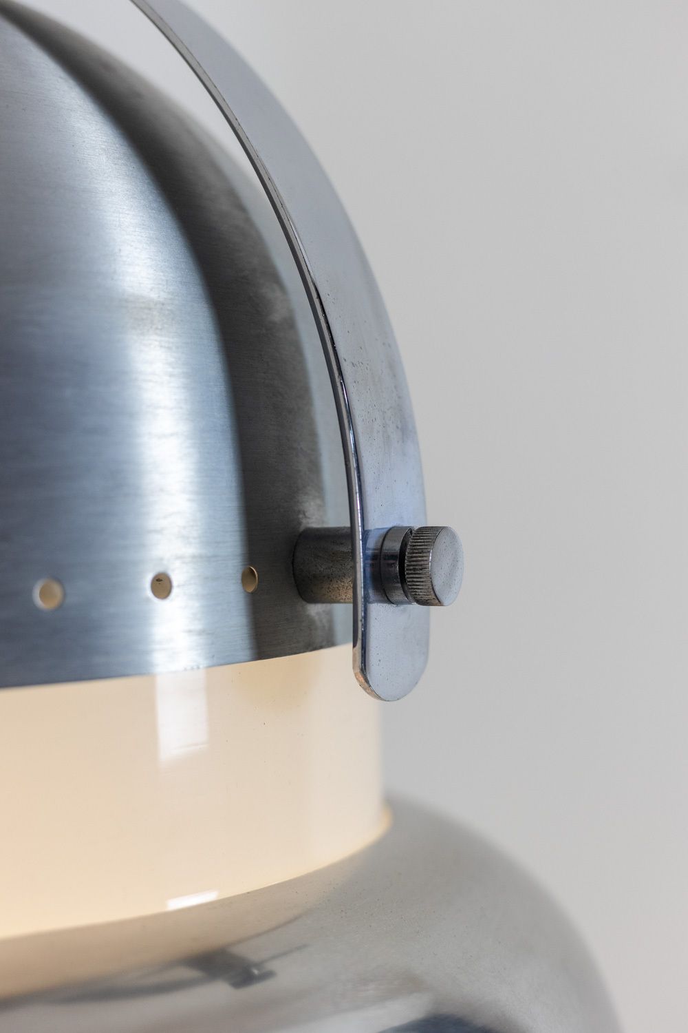 Industrial Style Pendant Light In Brushed And Opaline Metal. 1970s. photo vintage