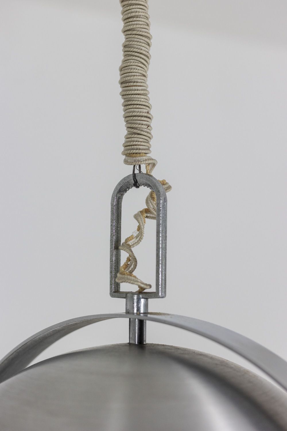 2250.0 Industrial Style Pendant Light In Brushed And Opaline Metal. 1970s. photo