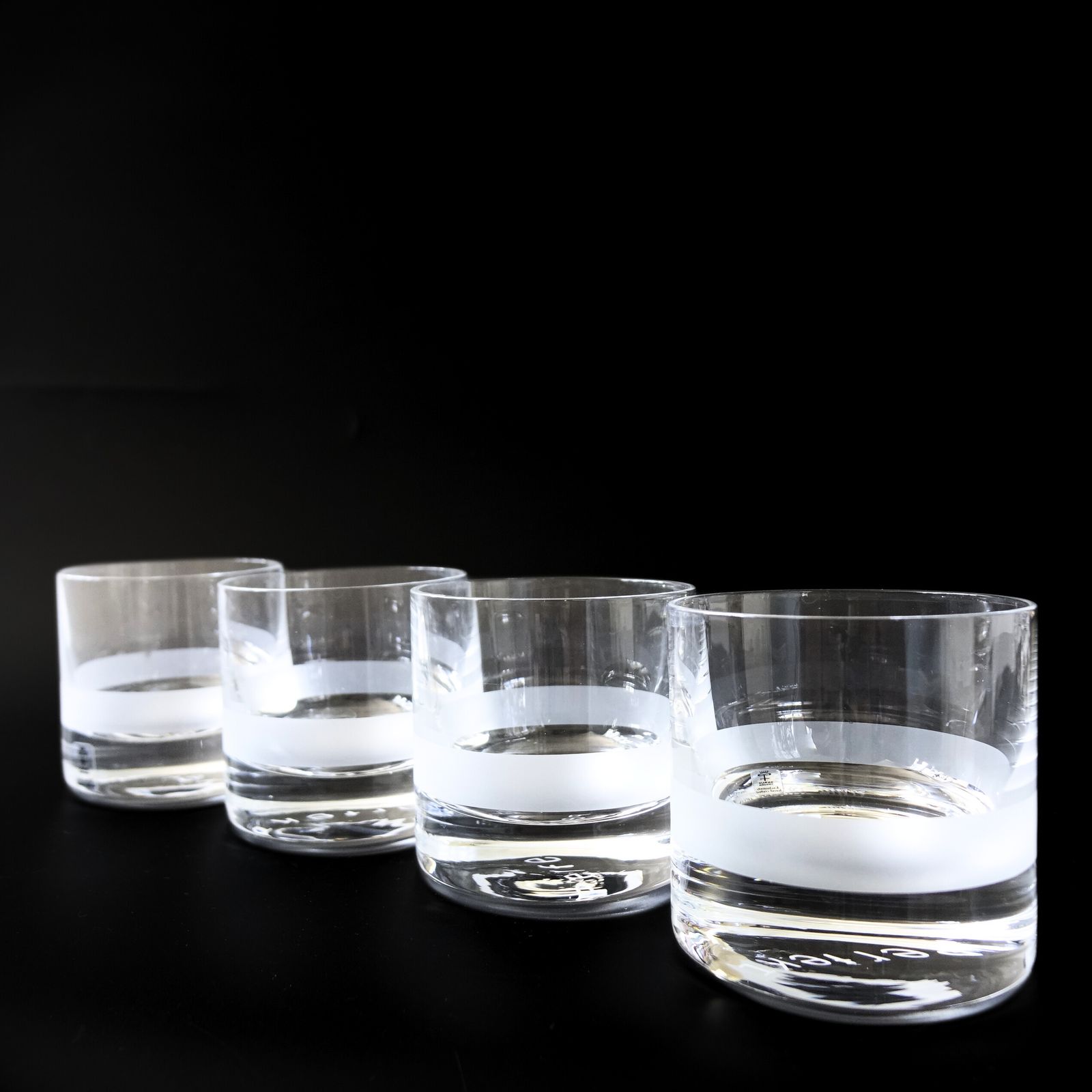 Unique Whiskey Glass With Frosted Ribbon "Perfekt" From Skruf Mid Century. Set Of Four. photo buy
